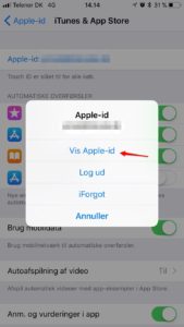 Tryk på Vis Apple-id. Du skal muligvis logge ind eller bruge Touch ID.